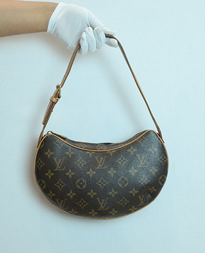 Croissant, &pound;195, Handbags, Brown, Canvas, Front view